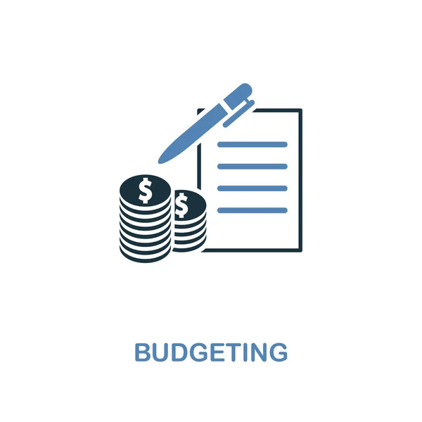 Budżetowania ikona w dwa kolory konstrukcji. Piksel doskonały symbole z kolekcji ikon finansów osobistych. Interfejs użytkownika i Ux. ilustracja ikony budżetowania. Do projektowania stron internetowych, aplikacje, oprogramowanie i drukowanie. — Wektor stockowy