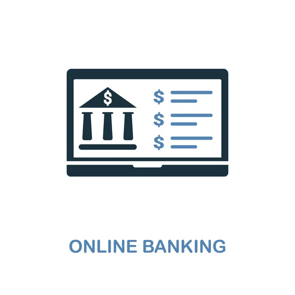 Online Banking icona in due colori di design. Pixel simboli perfetti dalla collezione di icone della finanza personale. UI e UX. Illustrazione dell'icona del banking online. Per web design, app, software e stampa . — Vettoriale Stock