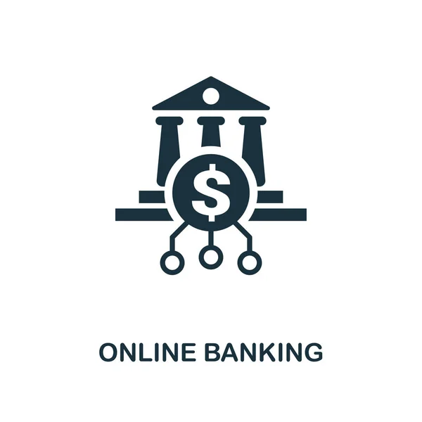 Online Banking-ikon. Svartvit stil design från fintech ikon insamling. Ikonen för UI och Ux. Pixel perfekt internetbank. För appar, programvara, webbdesign, utskriftsvolymer. — Stock vektor