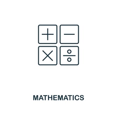 Matematik anahat simgesi. Yaratıcı tasarım okulu simgesi koleksiyonundan. Sigorta primi matematik anahat simgesi. Web tasarım, apps, yazılım ve baskı için.