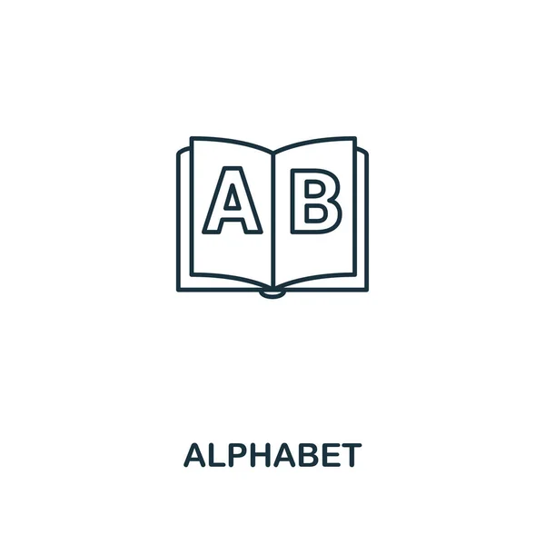 Значок контура алфавита. Креативный дизайн из школьной коллекции икон. Значок премиум алфавита. Для веб-дизайна, приложений, программного обеспечения и печати . — стоковый вектор