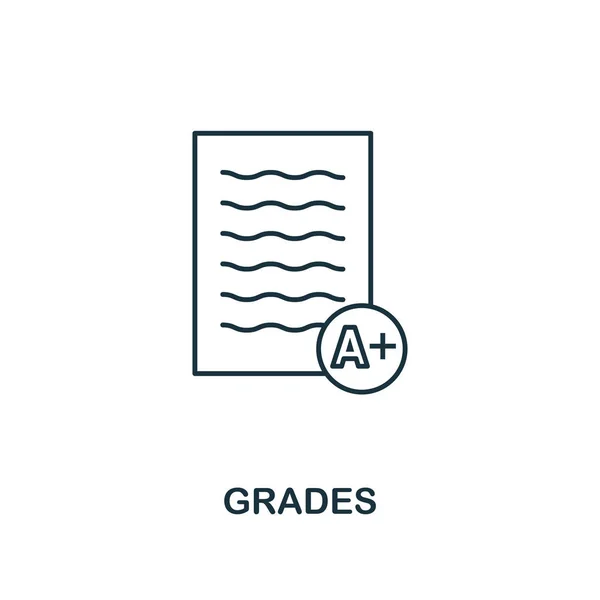 Значок очертания оценок. Креативный дизайн из школьной коллекции икон. Значок премиум-класса. Для веб-дизайна, приложений, программного обеспечения и печати . — стоковый вектор