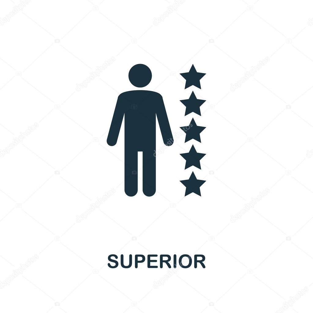 Superior icon. Monochrome style design from business ethics icon collection. UI and UX. Pixel perfect superior icon. For web design, apps, software, print usage.