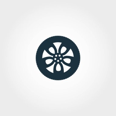 Araba tekerlek simgesi. Premium Kalite eleman illüstrasyon araba parçaları koleksiyonundan. Araba tekerlek tek renkli simge. Web tasarım, apps ve baskı için mükemmel.