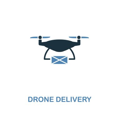 Teslimat simgesi iki renk tasarım robot. Akıllı aygıtlar simgesi toplama prim tarzı. UI. Uçak teslimat simgesi Illustration. Web Tasarım, apps, yazılım ve baskı için.