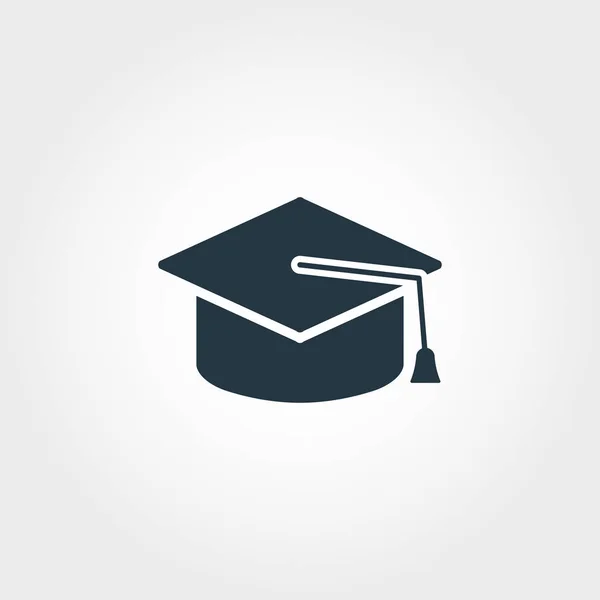 Icono de la tapa de graduación. Diseño monocromo premium de la colección de iconos de la educación. Icono de tapa de graduación creativa para el diseño web y el uso de impresión . —  Fotos de Stock