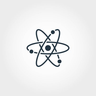 Atom simgesi. Premium tek renkli tasarım eğitim simgesi koleksiyonundan. Web tasarım ve baskı kullanım için yaratıcı atom simgesi.