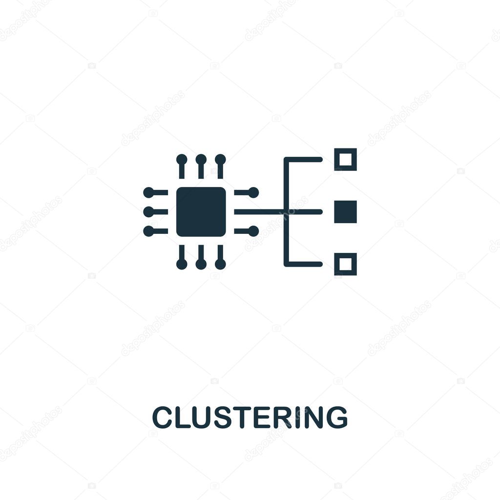 Clustering icon. Premium style design from artificial intelligence collection. UX and UI. Pixel perfect clustering icon. For web design, apps, software, printing usage.