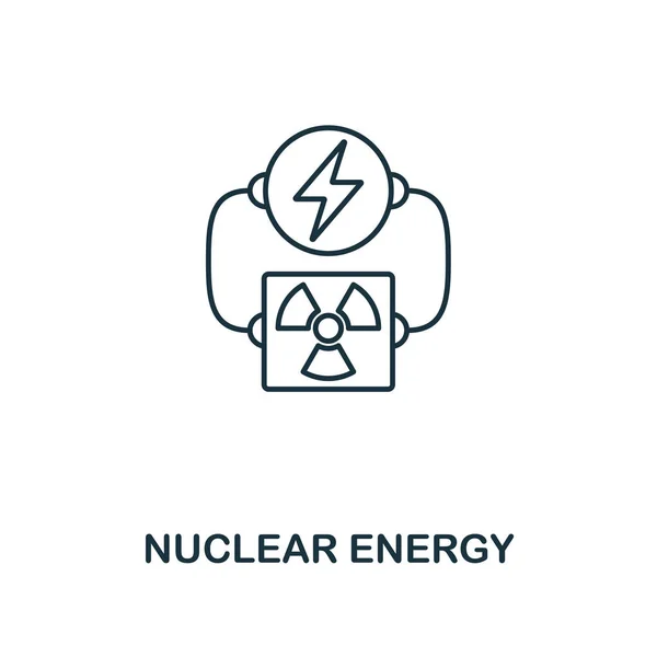원자력 에너지 아이콘 개요 스타일입니다. 전력 및 에너지 아이콘 컬렉션에서 프리미엄 픽토그램 디자인. 단순한 얇은 선 요소입니다. 웹 디자인, 모바일 애플 리 케이 션 및 인쇄 사용에 대 한 원자력 아이콘. — 스톡 사진