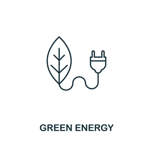 Icono de energía verde esbozar estilo. Diseño de pictograma premium de la colección de iconos de energía y energía. Elemento de línea delgada simple. Icono de energía verde para diseño web, aplicaciones móviles y uso de impresión . — Archivo Imágenes Vectoriales