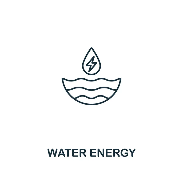 Стиль иконки водяной энергии. Дизайн пиктограмм из коллекции значков энергетики и энергетики. Простой тонкий элемент линии. Значок "Энергия воды" для веб-дизайна, мобильных приложений и печати . — стоковый вектор