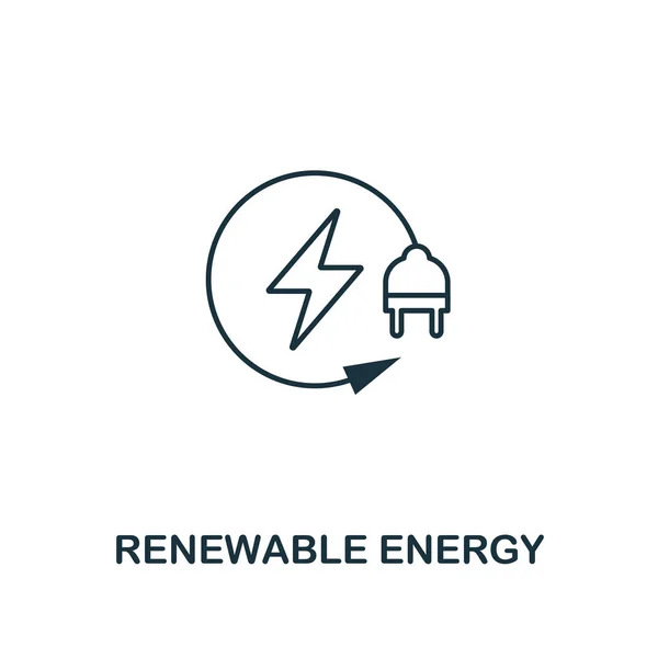 Erneuerbare-Energien-Ikone umreißt Stil. Premium-Piktogrammdesign aus Power und Energy Icon Collection. einfaches dünnes Linienelement. Symbol für erneuerbare Energien für Webdesign, mobile Apps und Drucknutzung. — Stockvektor