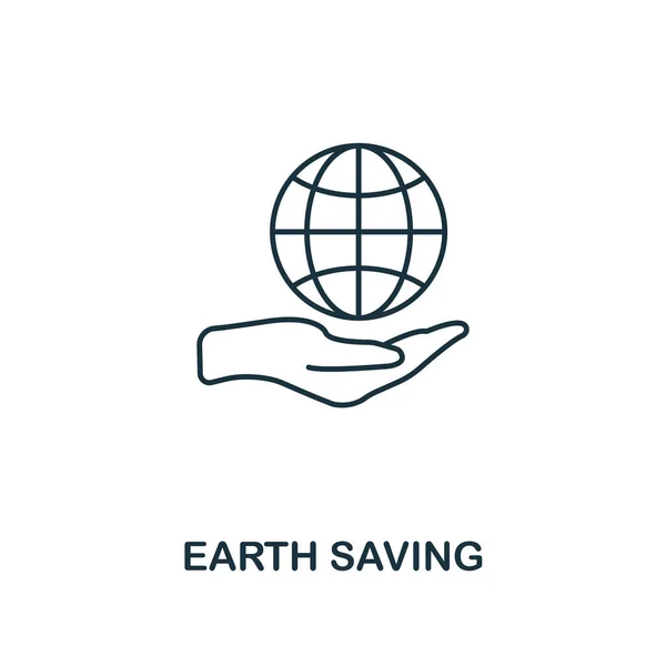Earth Saving icon outline style. Premium pictogram design from power and energy icon collection. Simple thin line element. Earth Saving icon for web design, mobile apps and printing usage. — Stock Vector