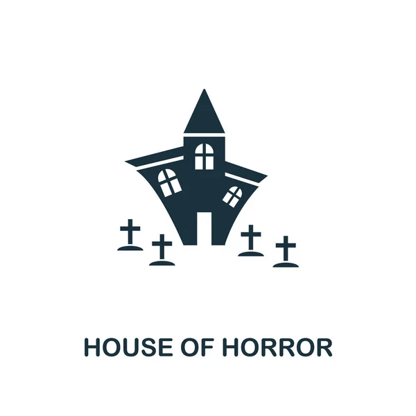 Ícone da Casa do Terror. Design de estilo premium da coleção de ícones halloween. UI e UX. Pixel casa perfeita de ícone de horror. Para web design, aplicativos, software, uso de impressão . — Vetor de Stock