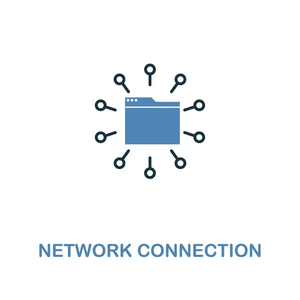 ネットワーク接続創造的なアイコンは、2 つの色。プレミアム スタイルのデザイン web 開発のアイコンのコレクションから。Web デザイン、携帯アプリ、ソフトウェアおよび印刷の使用のための接続アイコンをネットワークします。. — ストックベクタ