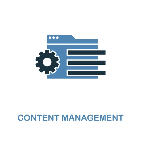 Icono creativo de Content Management en dos colores. Diseño de estilo premium de la colección de iconos de desarrollo web. Icono de gestión de contenido para el diseño web, aplicaciones móviles, software y uso de impresión . — Vector de stock