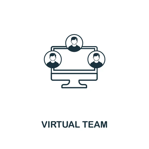 Virtuella Team disposition ikonen. Premium stil design från project management ikoner collection. Enkla elementikon virtuella team. Bruksfärdig i appar, programvara, webbdesign, utskrift. — Stock vektor