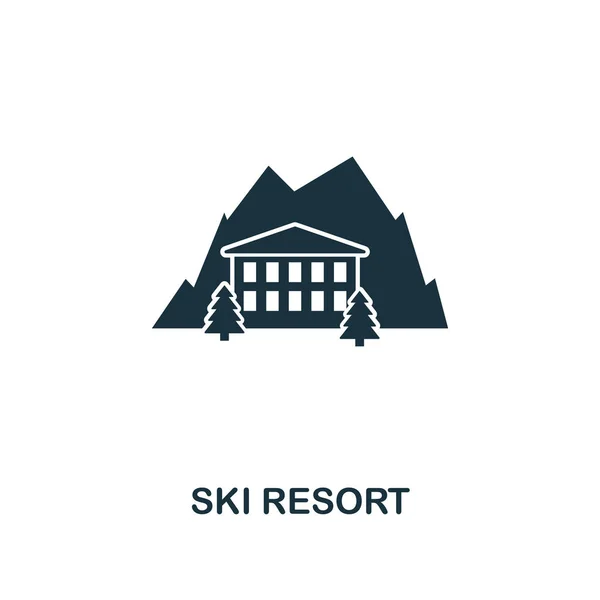 Icône station de ski. Design de style Premium de la collection d'icônes de sports d'hiver. UI et UX. Pixel parfaite icône de station de ski pour la conception web, applications, logiciels, utilisation de l'impression . — Image vectorielle