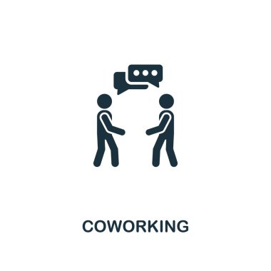 Coworking simgesi. Sigorta primi tarzı tasarım Başlangıç simgesi koleksiyonundan. Web tasarım, apps, yazılım, yazdırma kullanım için UI ve UX Pixel mükemmel Coworking simgesi.