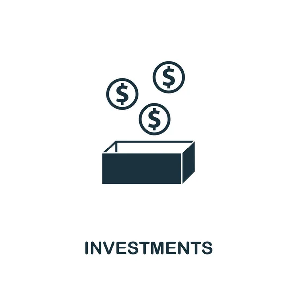 Icona degli investimenti. Design in stile premium dalla collezione di icone di avvio. UI e UX. Icona Pixel Perfect Investments per web design, app, software, utilizzo della stampa . — Vettoriale Stock