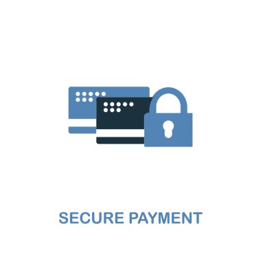 Güvenli ödeme simgesi iki renk. Premium tasarım Internet güvenlik simgeleri koleksiyonundan. Web tasarım ve baskı için piksel mükemmel basit piktogram güvenli ödeme simgesi