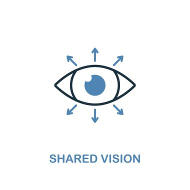 Paylaşılan vizyon simgesi. İki renk premium tasarım yönetimi simgeler koleksiyon. Piksel mükemmel basit piktogram paylaşılan vizyon simgesi. UX ve kullanıcı arabirimi.