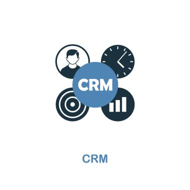 CRM simgesi. İki renk premium tasarım yönetimi simgeler koleksiyon. Piksel mükemmel basit piktogram crm simgesi. UX ve kullanıcı arabirimi.