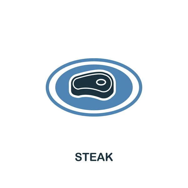 Ícone de bife. Estilo de design de duas cores da coleção de ícones de refeição. Ilustração simples do ícone do bife . —  Vetores de Stock