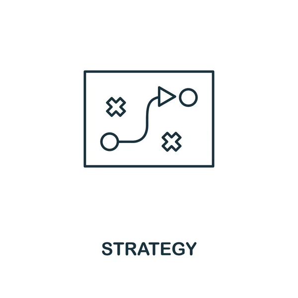Strategi-ikonen. Beskriva stil tunn design från business ikoner collection. Pixel perfekt enkel piktogram strategi ikon för Ux och Ui. — Stock vektor
