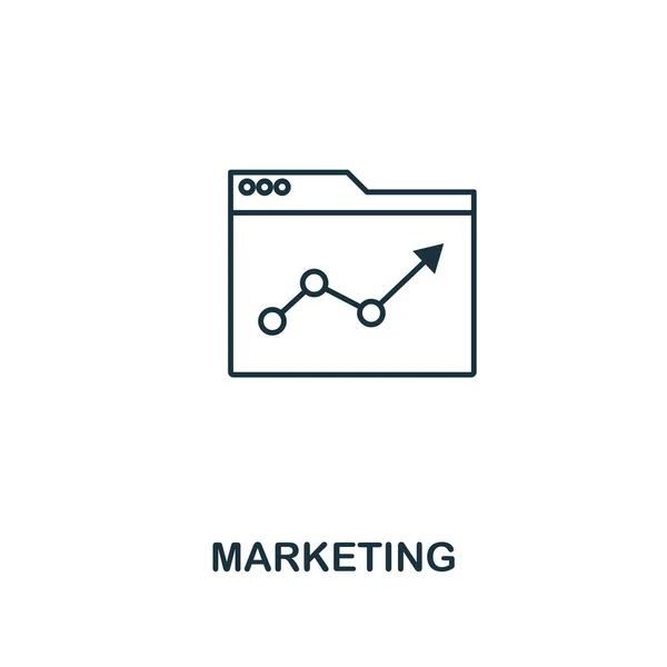 Marketing Ikone. skizzieren Stil dünnes Design aus Business-Ikonen-Sammlung. Pixel perfekte einfache Piktogramm-Marketing-Symbol für ux und ui. — Stockvektor