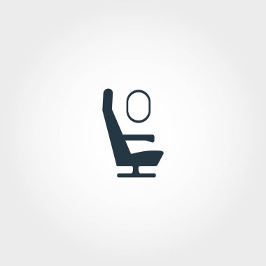 Uçak Koltuk yaratıcı simgesi. Basit öğe örnek. Uçak koltuğu kavramı sembol tasarım Havaalanı koleksiyonundan. Web tasarımı için mükemmel, apps, yazılım, yazdırma.