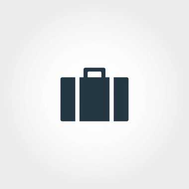 Bagaj yaratıcı simgesi. Basit öğe örnek. Bagaj konsept sembol tasarımı Havaalanı koleksiyonundan. Web tasarımı için mükemmel, apps, yazılım, yazdırma.