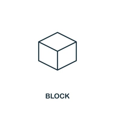 Blok anahat simgesi. İnce çizgi stili tasarım blockchain simgeler koleksiyon. Web tasarım, apps, yazılım, yazdırma kullanım için yaratıcı blok simgesi