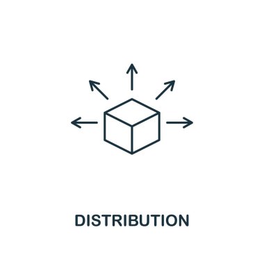 Dağıtım anahat simgesi. İnce çizgi stili tasarım blockchain simgeler koleksiyon. Web tasarım, apps, yazılım, yazdırma kullanım için yaratıcı dağıtım simgesi
