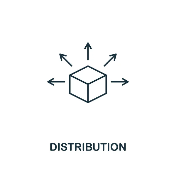 Icono de esquema de distribución. Diseño de estilo de línea delgada de la colección de iconos blockchain. Icono de distribución creativa para diseño web, aplicaciones, software, uso de impresión —  Fotos de Stock