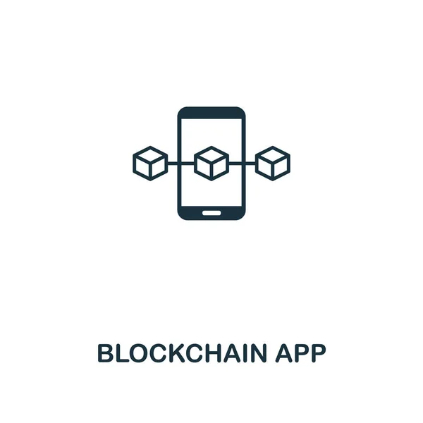 Blockchain App ícone esboço. Design de estilo de linha fina da coleção de ícones blockchain. Ícone de aplicativo blockchain criativo para web design, aplicativos, software, uso de impressão — Vetor de Stock