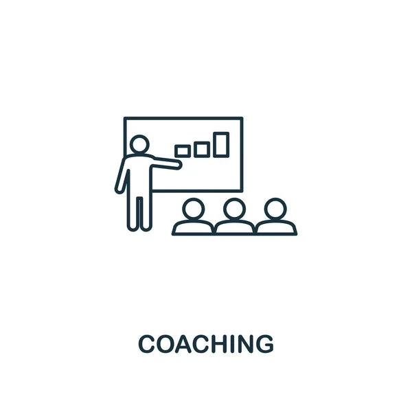 Coaching-ikonen. Tunn kontur creativecoaching design från mjuka färdigheter samling. Webbdesign, appar, programvara och utskrift användning — Stockfoto
