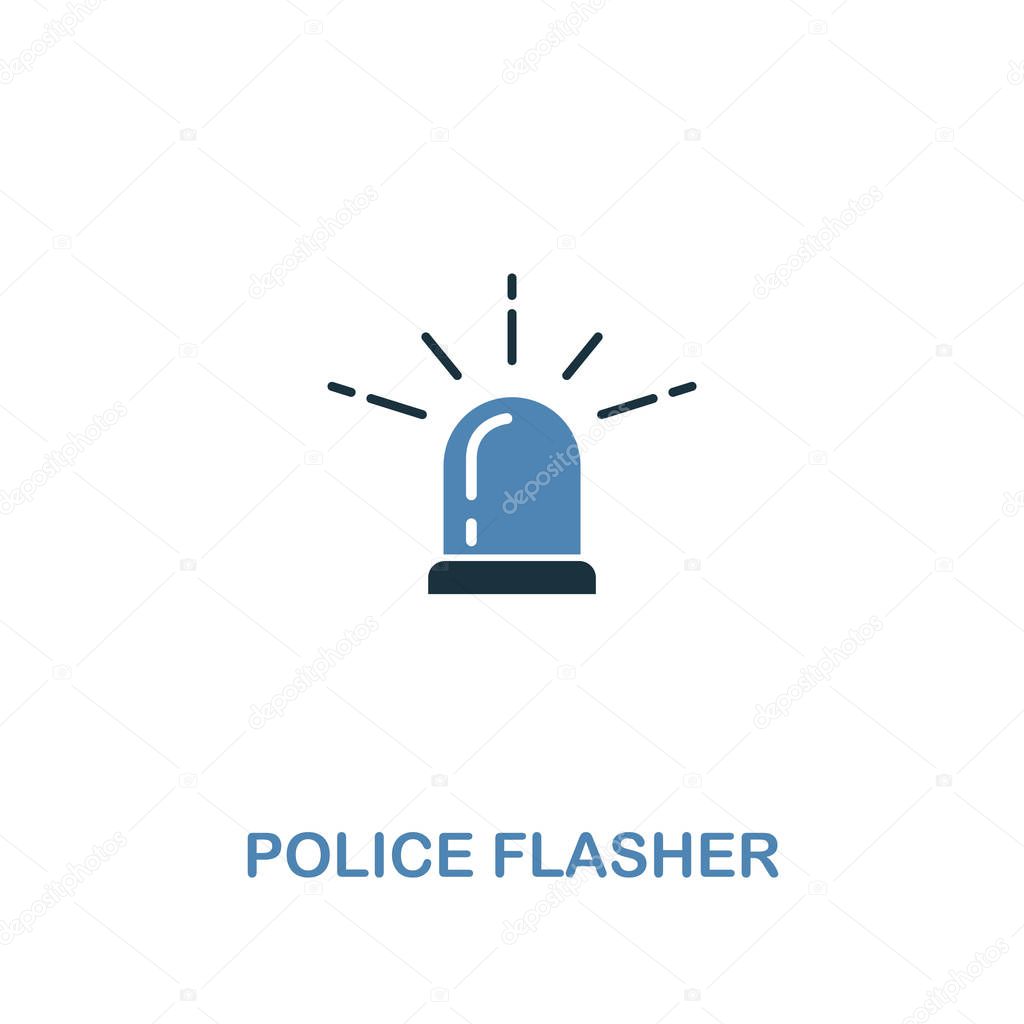 Police Flasher icon in 2 colors style design. Premium symbol from security icons collection. Pixel perfect Police Flasher icon for web ui and ux, apps, software usage