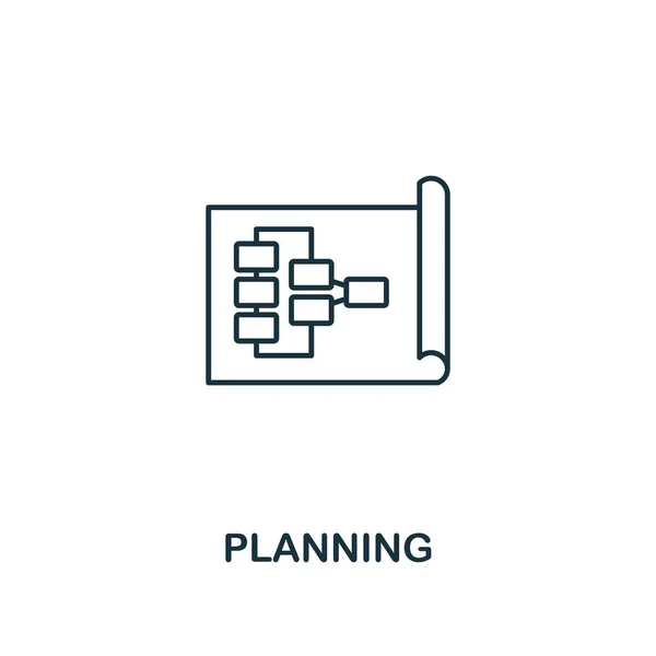Planlama simgesi. İnce anahat creativeplanning tasarım yumuşak becerileri koleksiyonundan. Web tasarım, apps, yazılım ve yazdırma kullanımı