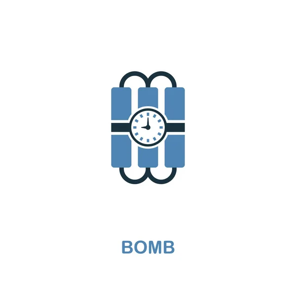 Icono de la bomba en 2 colores de diseño de estilo. Símbolo Premium de la colección de iconos de seguridad. Pixel perfecto icono de la bomba para la web ui y ux, aplicaciones, uso de software — Vector de stock