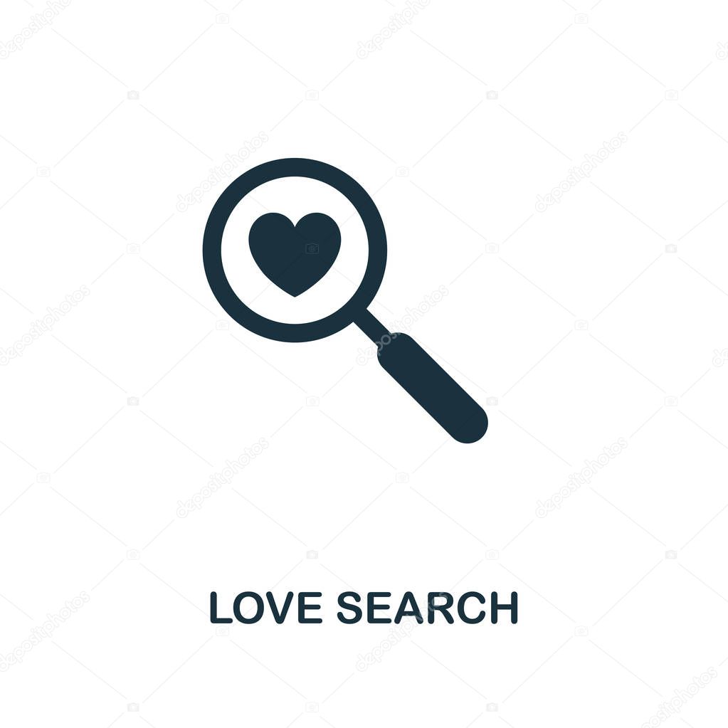 Love Search icon. Premium style design from valentines day icons collection. Pixel perfect love search icon for web design, apps, software, printing usage.