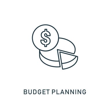 Bütçe Planlama anahat simgesi. İnce stil tasarım smm simgeler koleksiyon. Piksel simgesi planlama bütçe mükemmel sembolü. Web tasarım, apps, yazılım, yazdırma kullanımı