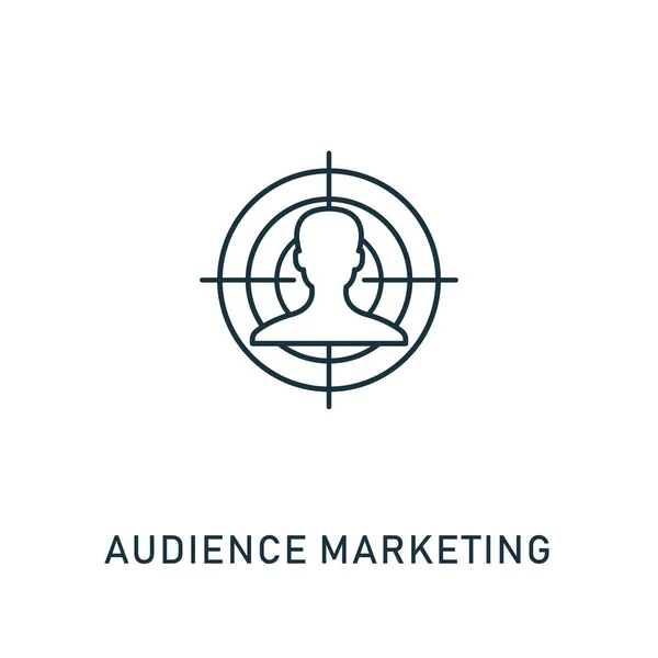 Ícone de esboço de Marketing de Público. Design de estilo fino da coleção de ícones smm. Pixel símbolo perfeito do ícone de marketing de público. Web design, aplicativos, software, uso de impressão —  Vetores de Stock