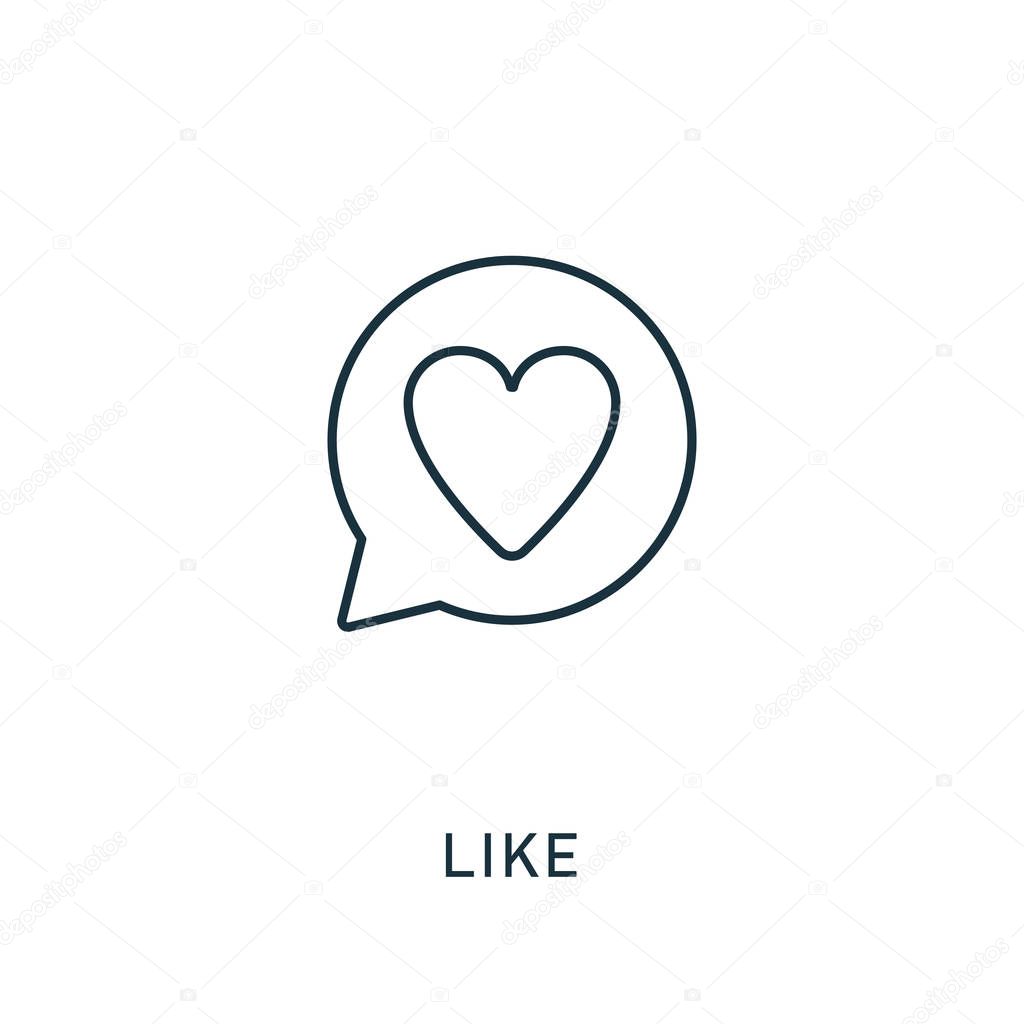 Like outline icon. Thin style design from smm icons collection. Pixel perfect symbol of like icon. Web design, apps, software, print usage.