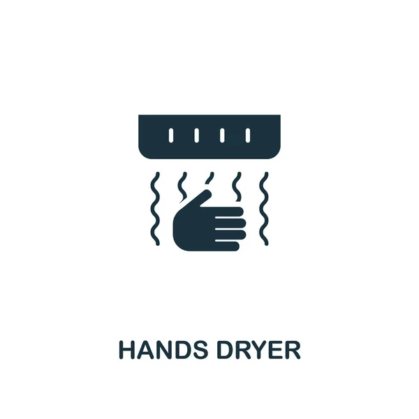 Icona dell'asciuga mani. Design in stile premium dalla collezione di icone per l'igiene. Icona Pixel Hands Dryer perfetta per web design, app, software, utilizzo di stampa — Vettoriale Stock