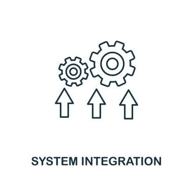 Sistem entegrasyon kutsal kişilerin resmi. İnce çizgi stili sanayi 4.0 simgeler koleksiyonu. Web tasarım, apps, yazılım kullanım için UI ve UX piksel mükemmel sistem entegrasyon simgesini