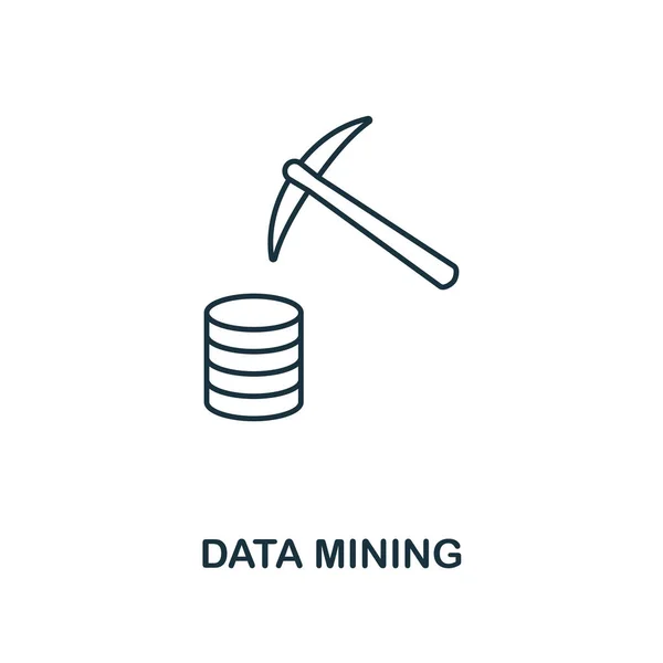 Ícone de contorno Data Mining. Estilo de linha fina de coleta de ícones de Big Data. Pixel ícone de mineração de dados elemento simples perfeito para web design, aplicativos, software, uso de impressão — Vetor de Stock