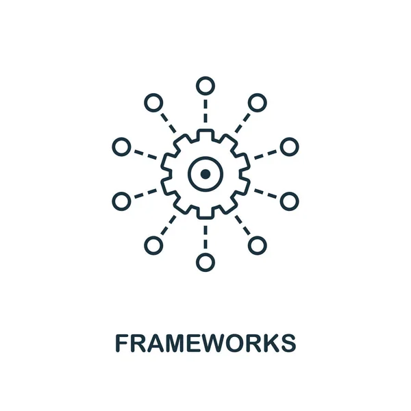 Frameworks umreißt das Symbol. Thin-Line-Stil aus der Sammlung von Big-Data-Symbolen. Pixel perfekte einfache Elemente Frameworks Symbol für Web-Design, Apps, Software, Print-Nutzung — Stockvektor