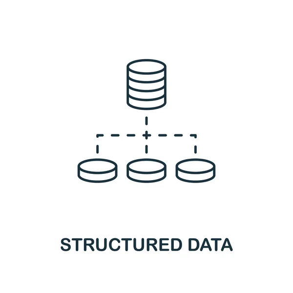Ícone de contorno de dados estruturados. Estilo de linha fina de coleta de ícones de Big Data. Pixel perfeito elemento simples ícone de dados estruturados para web design, aplicativos, software, uso de impressão — Vetor de Stock
