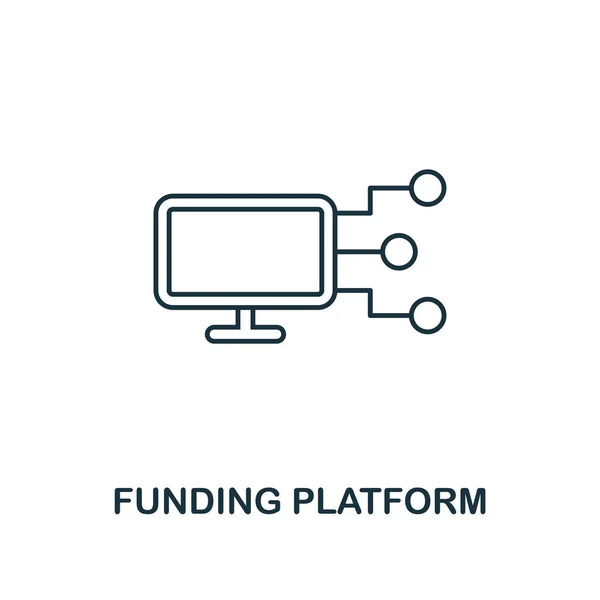 Icono del esquema de la plataforma de financiación. Elemento de línea delgada de la colección de iconos de crowdfunding. UI y UX. Pixel icono de plataforma de financiación perfecta para el diseño web, aplicaciones, software, uso de impresión — Vector de stock